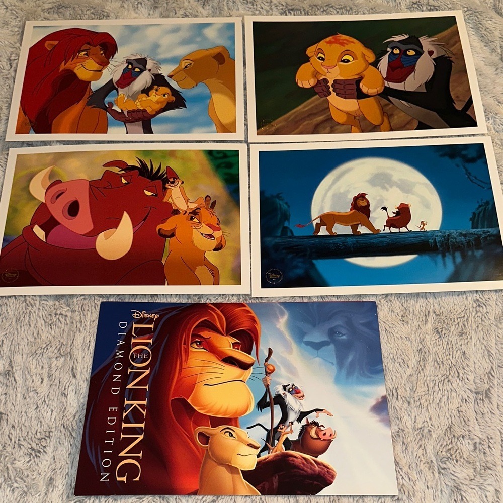 Disney The Lion King Diamond Edition 2011 Commemorative Lithograph Set of 4